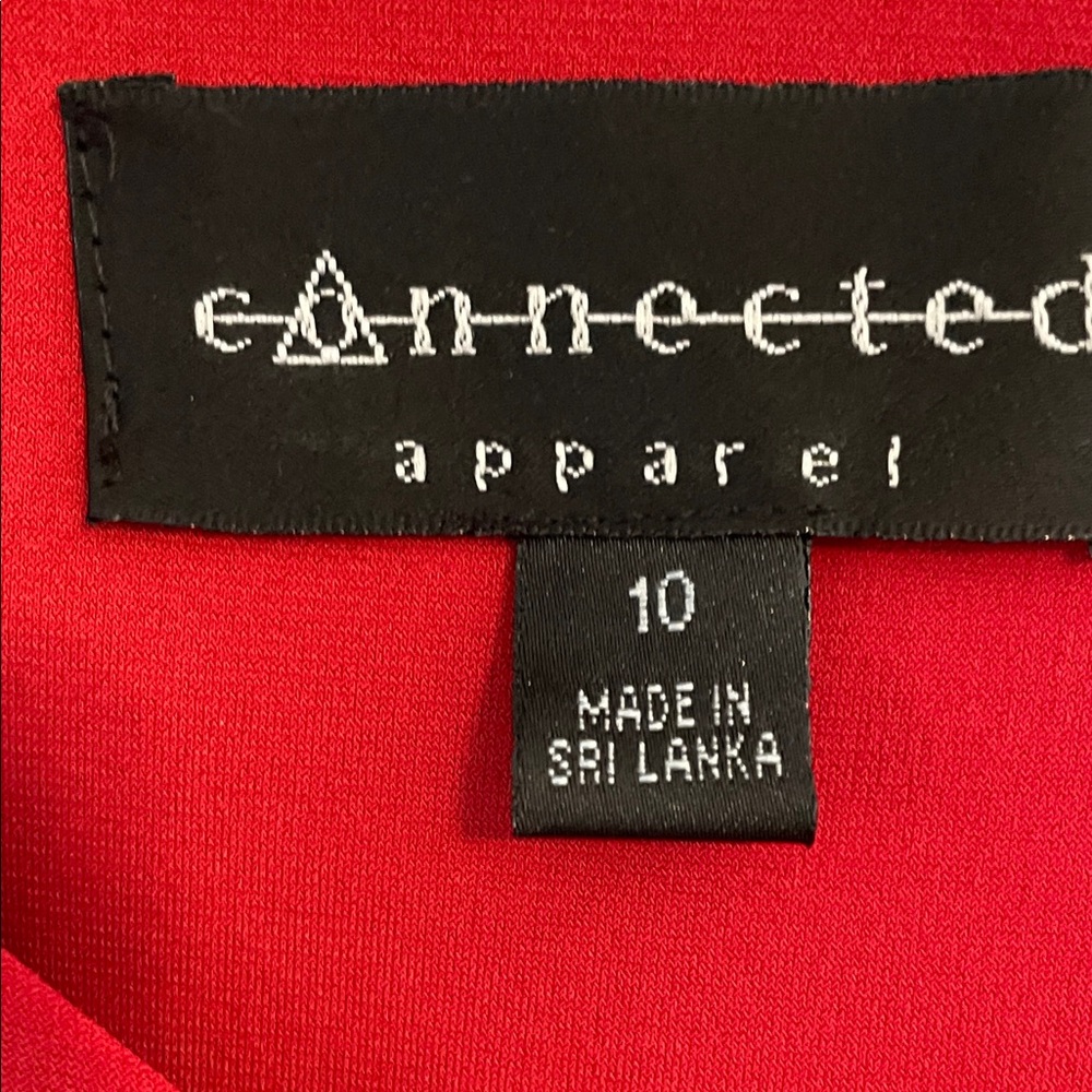 VIntage-Connected Rust Ruffle-Trim V-Neck Knee-Length Dress - Picture 2 of 2